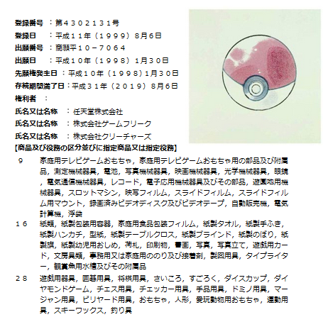 ポケモンボールの商標登録